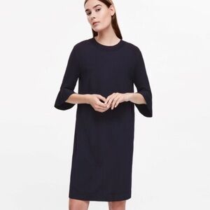 COS Indigo Blue Flare Sleeve Shift Dress XS